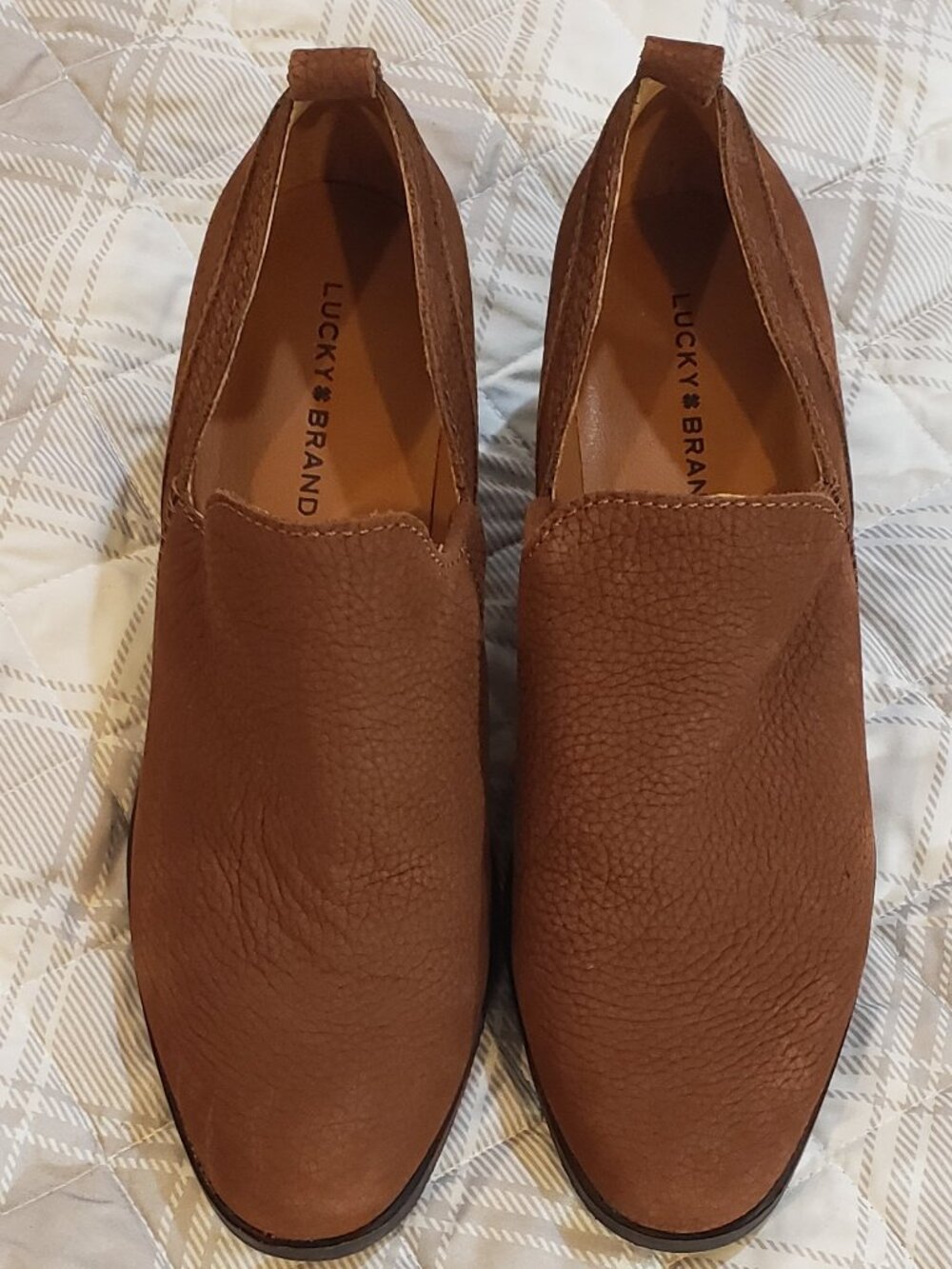 Lucky Brand Women's Brown Nubuck Leather slip on Vennia ankle Booties Size 7M
